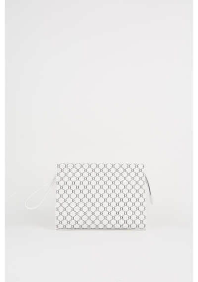 Vivaq Kadın Petunya Desenli Beyaz Astarlı Suni Deri Bilek Askılı Portföy El Ve Clutch Çanta