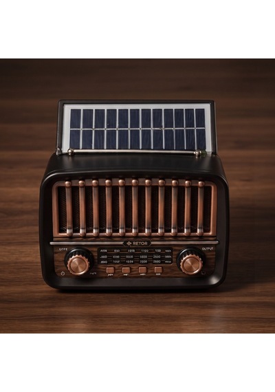 Büro Ev Ofis si İçin Nostalji Tema Solar Şarjlı Aux Bt Fm Radyo