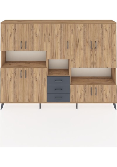 Arges Dolap 13 Raflı 3 Çekmeceli 9 Kapaklı 220x30x163 Çam-çam/antrasit Atlas Çam/antrasıt - Atlas Çam Arges Dolap 13 Raflı 3 Çekmeceli 9 Kapaklı 220x30x163 Çam-çam/antrasit Atlas Çam/antrasıt - Atlas Çam