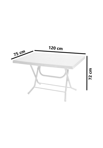 Omnipazar Mt-gfm212 Ancora Plastik Dikdörtgen Katlanır Bahçe Balkon Masa 75x120 Cm Beyaz