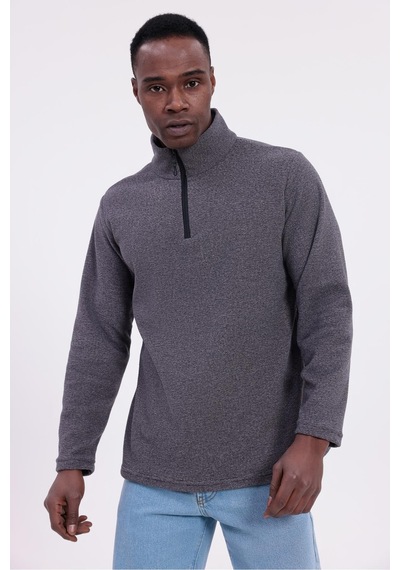 Freemen Erkek Fit Dik Yaka Yarım Fermuarlı Sweatshirt Polar Mor