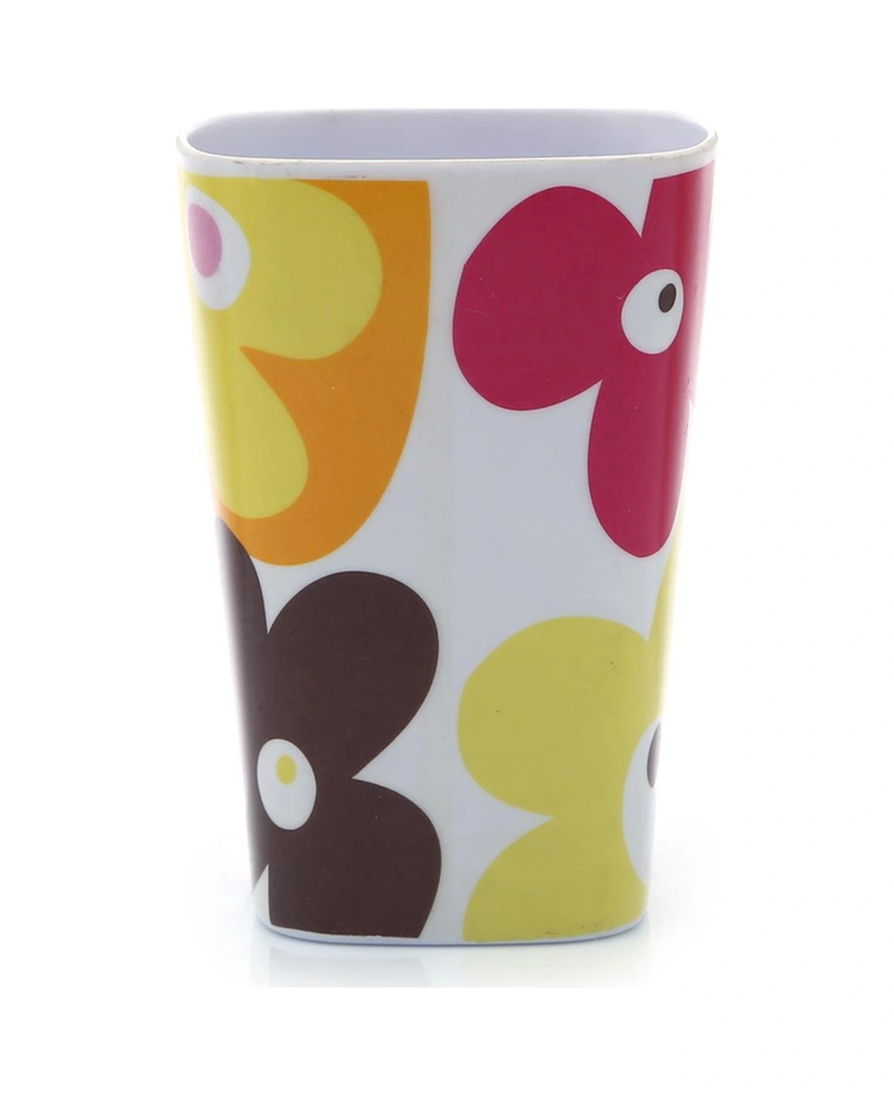 2 Adet Kalemlik Kırmızı Papatya Desenli Ofis Gereci 7x7x11cm 300ml Çok Renkli