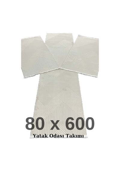 4 Metrekare - 6 Metrekare Bambu Tarz Modern Salon Oturma Odası Mutfak Halısı Antialerjik Krem 6796krem