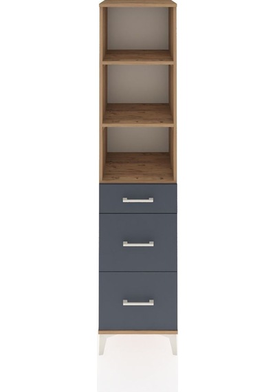 Hyperion Dolap 3 Raflı 3 Çekmeceli Tek Kapaklı 44x44x195 Çam-antrasit Atlas Çam