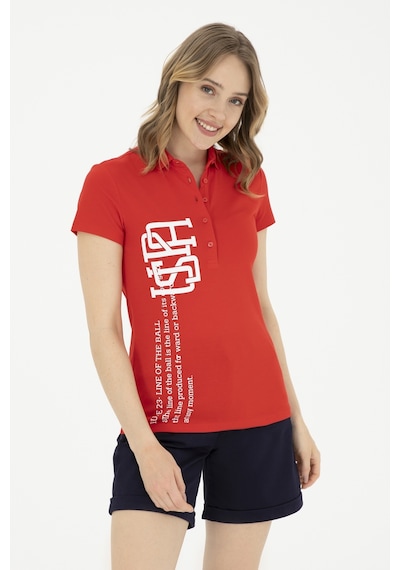 U.S. Polo Assn. Kadın Kırmızı Polo Yaka Tişört 50282889-VR030