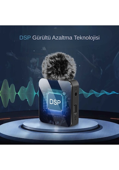 2 Li Kablosuz Yaka Mikrofonu Type-c & Lightning , Dsp Gürültü Azaltma, Android Apple Uyumlu iPhone Canlı Yayın Video Ses Kayıt Mikrofonu