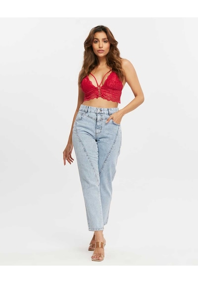 Shevega Kadın Açık Mavi Ön Conta Parcalı Mom Jeans Pantolon Açık Mavi Shevega Kadın Açık Mavi Ön Conta Parcalı Mom Jeans Pantolon Açık Mavi