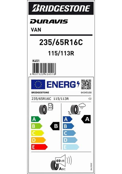 Bridgestone 235/65R16C 115/113R Duravis Yaz Lastiği 2025