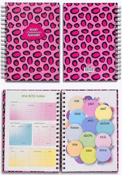 Denden Benim Ajandam Pembe Leopar 17x24 Standart