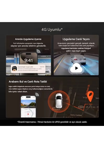 70mai Dash Cam 4k A810s Ön Kamera 70mai Dash Cam 4k A810s Ön Kamera