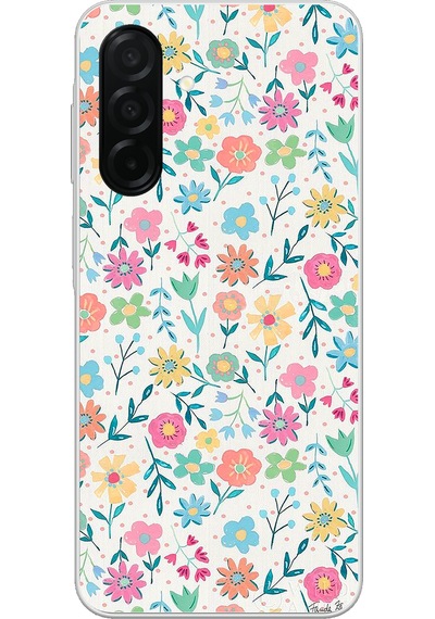 Samsung Galaxy A26 Uyumlu Dekoratif Çiçekler Baskılı Silikon Kılıf Renkli