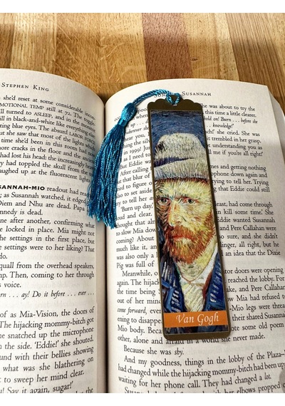 Sanatsal Tablo Temalı Metal Kitap Ayracı Van Gogh- Gri Şapkalı Otoportre