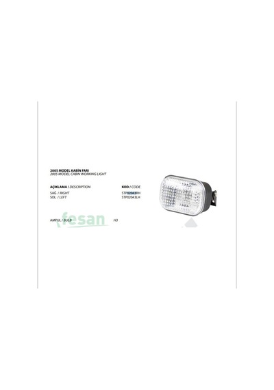 Kabin Lambası Massey Yan Ayk Sol Mini Noktalı Cam