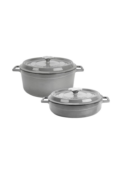 Ayrex Metal Premium Serisi Döküm 28 Cm Seti, Majolik Gri Diğer
