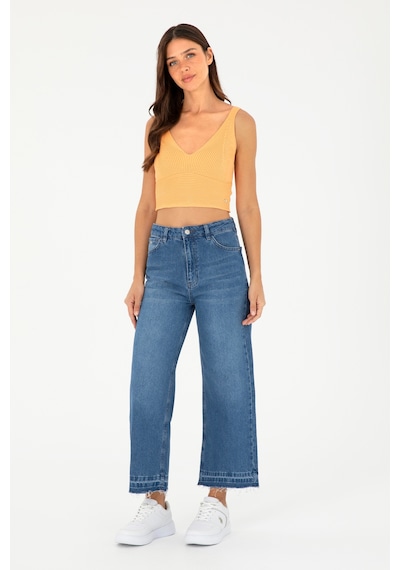 U.S. Polo Assn. Kadın Mavi Flare Cropped Fit Jean Pantolon 50282856-DN0022