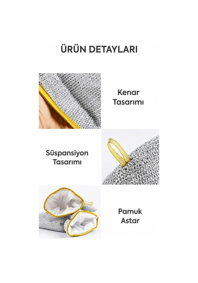 Bulaşık Eldiveni Telli, Temizlilk Eldiveni, Su Geçirmez Eldiven 5 Adet Renkli