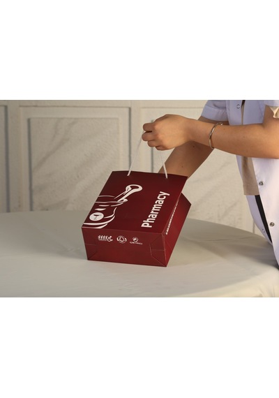 Eczane Karton Çanta Körüklü Bordo 25 Adet 20 x 10 x 23.50 CM