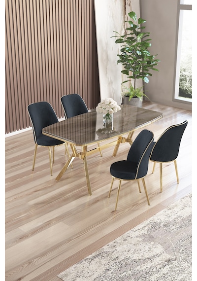 Canisa Lena Serisi 90x160 Lak Panel Antrasit Ironi Gold Kaplama Ayaklı Masa Takımı Ve 4 Antrasit Sandalye Antrasit İroni Masa Antrasit Sandalye Canisa Lena Serisi 90x160 Lak Panel Antrasit Ironi Gold Kaplama Ayaklı Masa Takımı Ve 4 Antrasit Sandalye Antrasit İroni Masa Antrasit Sandalye