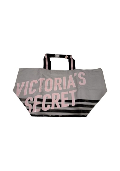 Victoria's Secret Vs Büyük Boy Logo Yazı Detaylı Gri Seyahat Çantası Gri