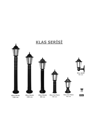 Klas 42 Cm Set Üstü Bahçe Lambası Zita Bahçe Aydınlatma Armatürü