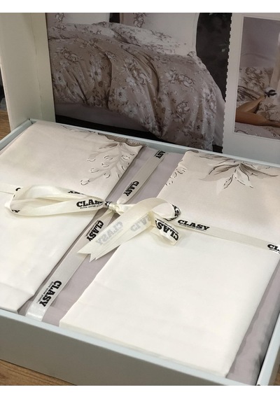Clasy %100 Pamuk Ranforce Çift Kişilik Nevresim Takımı Bej