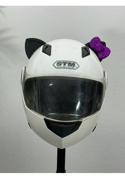 Motor & Motosiklet Mor Fiyonklu Siyah Kedi Kulak Kask Dış Aksesuarı Diğer