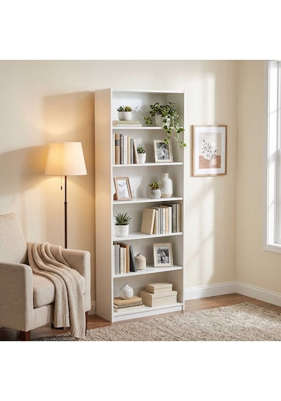 Max 6 Raflı Kitaplık - Beyaz 75x193x26 Cm Gxyxd