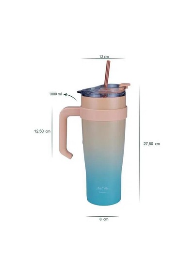 Horizon Pipetli Termos Bardak Turkuaz 1000ml B6838 Turkuaz