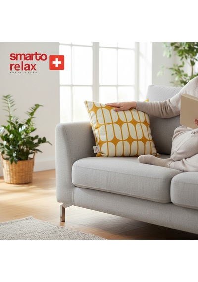 Smarto Relax Içi Dolgulu Kırlent 45x45 Cm Kare Salon & Berjer Kırlenti - Smr-kır-005 Beyaz - Sarı