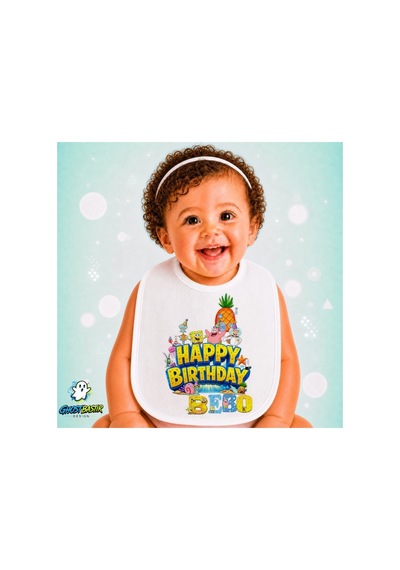 Sünger Bob Keten Bebek Mama Önlüğü Yumuşak - Emici - Yıkanabilir - Özel Tasarım P181 Çok Renkli