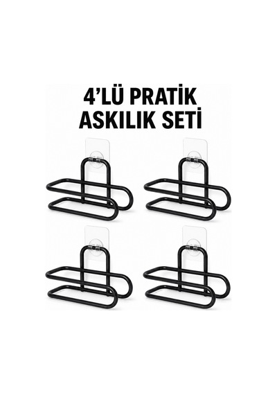 Siyah Metal Wc Kağıtlık Yapışkanlı Duvar Tipi Tuvalet Kağıdı Tutu Çok Renkli