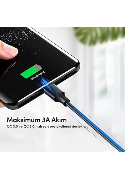 2.0 A Usb-a & Usb-c & Şarj Ve Data Kablosu, 50 Santimetre, Siyah, 60115