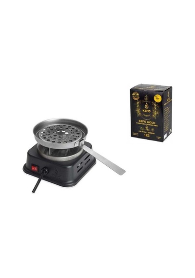 Kefo Yeni Model Mini Kare Elektrikli Ocak Ve Gold Kömür Siyah Renk Mini Ocak