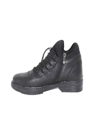 Mergenshoes S110 Siyah Cilt Bağcıklı Kadın Kışlık Bot Siyah