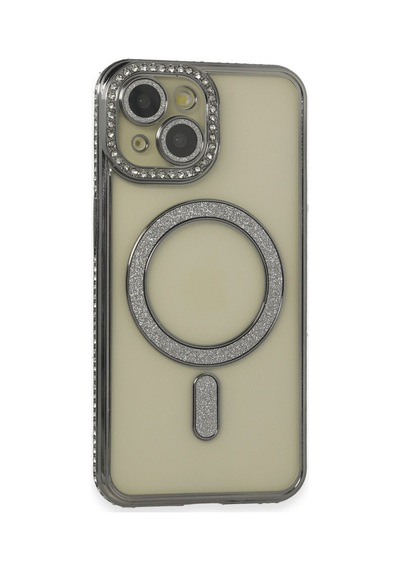 Apple iPhone Uyumlu  Uyumlu 13 Kılıf Joke Simli Magneticsafe Kılıf - Gri