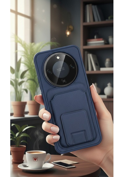 Honor Magic 8 Lite 5g İçin Uyumlu Tpu Korumalı Kart Bölmeli Deri Dokulu Kılıf