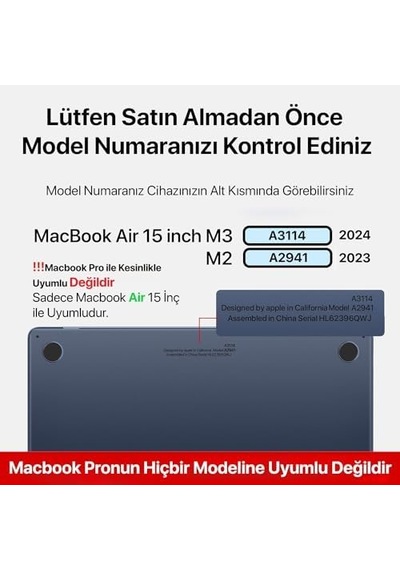 Macbook Air 15,3 İle Uyumlu M5 A3448 M4 A3241 M3 A3114 M2 A2941 Polikarbonat Sert Koruyucu Çizilme Ve Darbe Önleyici Kılıf Super Şeffaf, 15 İnç 2023-2026