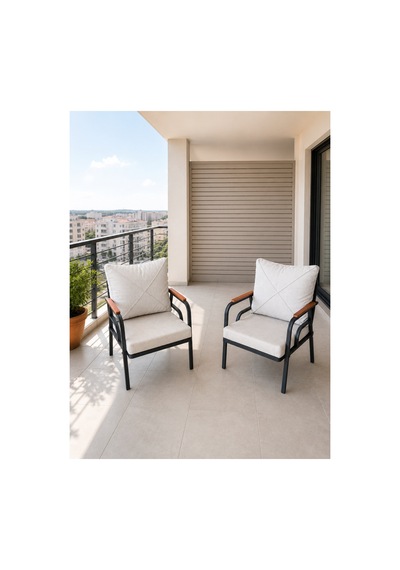 Bahçe Balkon Bistro Set 2+1+1 Sehbalı Bej Bej Bahçe Balkon Bistro Set 2+1+1 Sehbalı Bej Bej