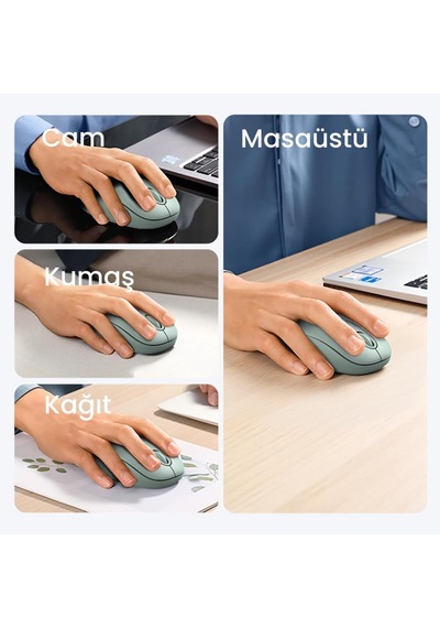 2400dpı 2.4ghz Wireless Kablosuz Sessiz Mouse Yeşil