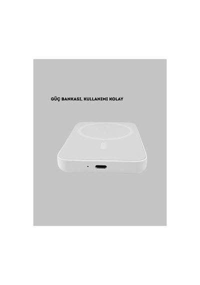 Manyetik Kablosuz Powerbank - Ultra Hafif, Apple iPhone 12-15 Uyumlu Siyah