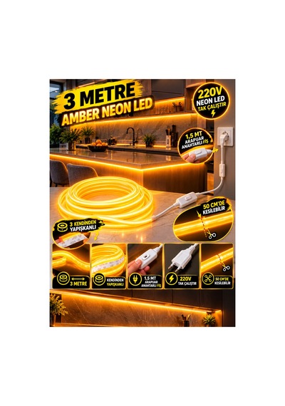 3 Metre Yapışkanlı Amber Neon Led Şerit ,1.5 Metre Anahtarlı Kablolu Tak Çalıştır Hazır Set ,esnek Şerit Led,mutfak,tezgah Ledi, ,ambiyans Işık Havuzu, Balkon, Teras Ve Ev İçin Dekoratif Led 3 Metre Yapışkanlı Amber Neon Led Şerit ,1.5 Metre Anahtarlı Kablolu Tak Çalıştır Hazır Set ,esnek Şerit Led,mutfak,tezgah Ledi, ,ambiyans Işık Havuzu, Balkon, Teras Ve Ev İçin Dekoratif Led