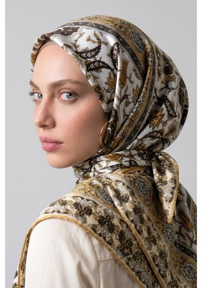 İpekçe Eşarp İp Rayon 100 100 Desenli- Sarı Sarı - Çok Renkli
