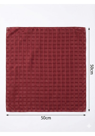 Jz Shop Kadın Kare Fular Eşarp - Ince Dokulu Modern Ekose 50 50 CM Bordo