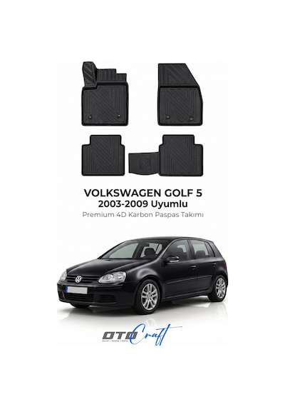 Otocraft Volkswagen Golf 5 2003-2009 Araca Özel 4d Karbon Oto Paspas Havuzlu Tam Set