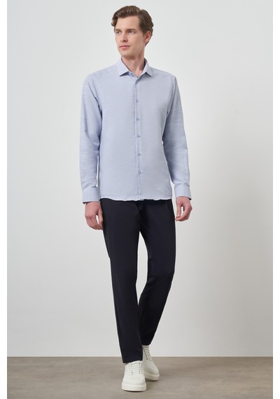 Morven Erkek Mavi Slim Fit İtalyan Yaka Gömlek 25mc004021300 Mavi