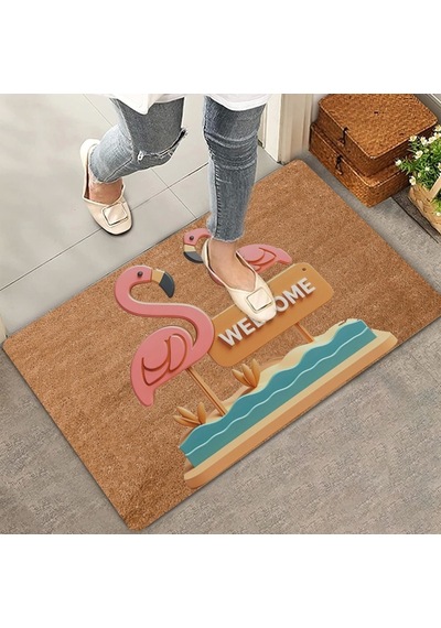 Valerine Life Pembe Flamingo Çifti Welcome Kapı Önü Paspası 45 x 70 CM