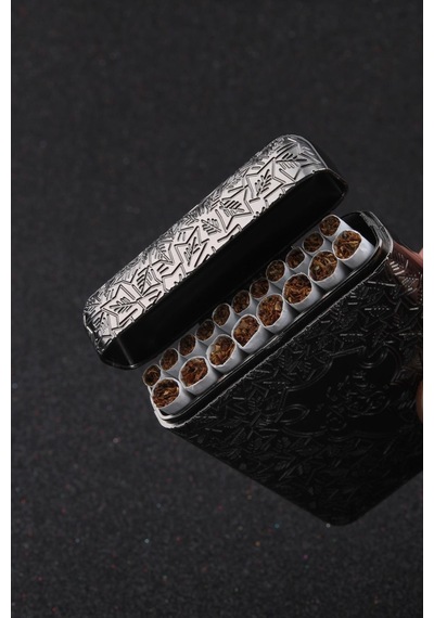 İşlemeli Retro Tasarım Metal Sigara Tabakası Siyah 23bm923ksr01 - 512923730
