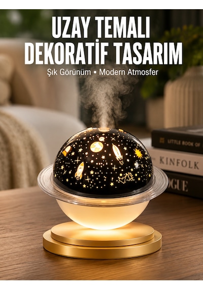 Aromaterapi Hava Nemlendirici Gece Lambası Uzay Model Satürn Oda Kokusu - Lisinya