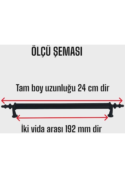 8 Adet Erciyes Kulp Siyah 192 Mm Kulp Mobilya Mutfak Dolabı Çekmece Dolap Kapak Kulpu Kulbu Metal Kulpları