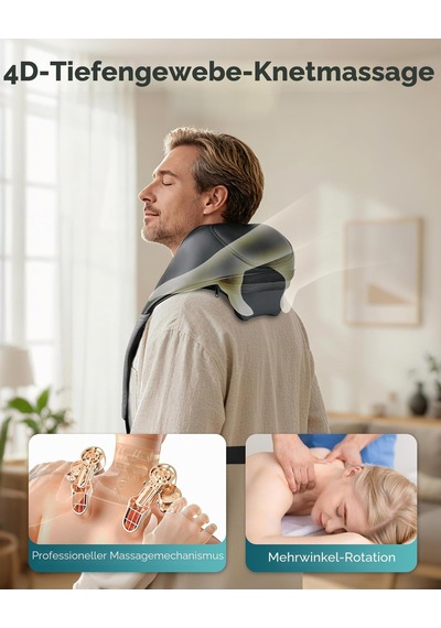 Snailax Boyun Masajı Kablosuz, Isıtmalı, Shiatsu Omuz Masajı